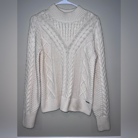 Abercrombie & Fitch Sweaters - Abercrombie & Fitch dark light cream cable knit mock neck sweater. Size small